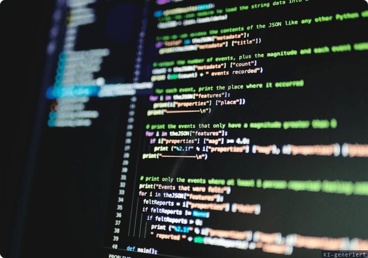 Quellcode auf einem Bildschirm bei der Softwarekonfiguration