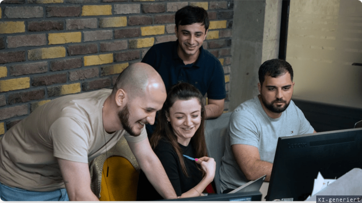Team von Silz-Networks arbeitet gemeinsam an einem Notebook